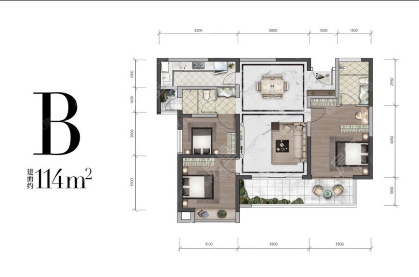 3室2廳2陽臺 招商雍和府一期戶型圖