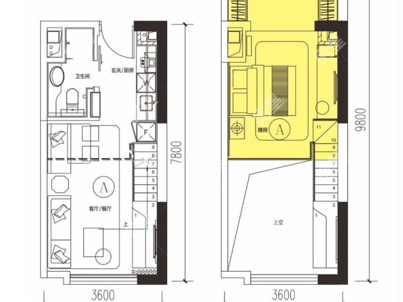 1室1廳1陽(yáng)臺(tái) 俊發(fā)城逸璟峰一期公寓戶型圖