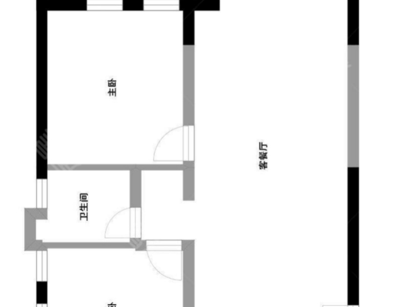 2室1厅1阳台 实力心城公寓户型图