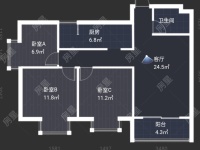 3室2廳1陽臺 匯和紫薇園戶型圖