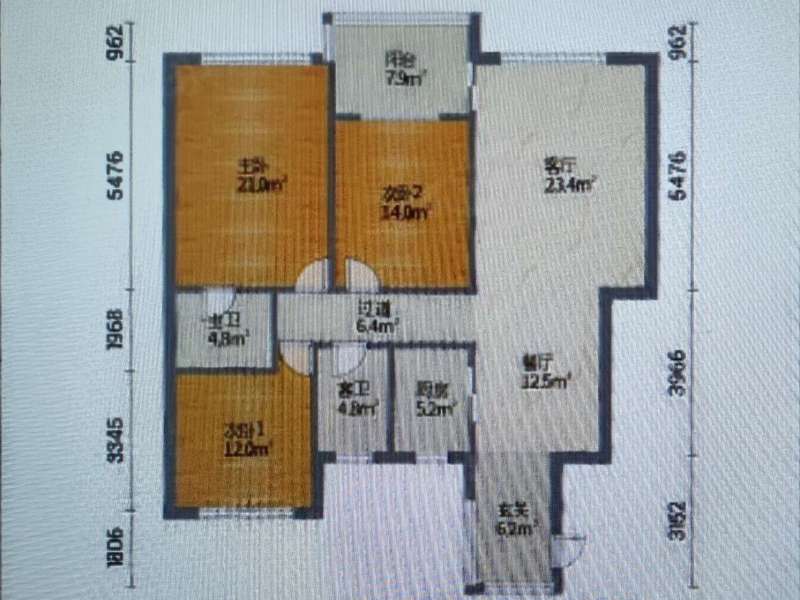 3室2廳2陽臺(tái) 麗水雅苑戶型圖
