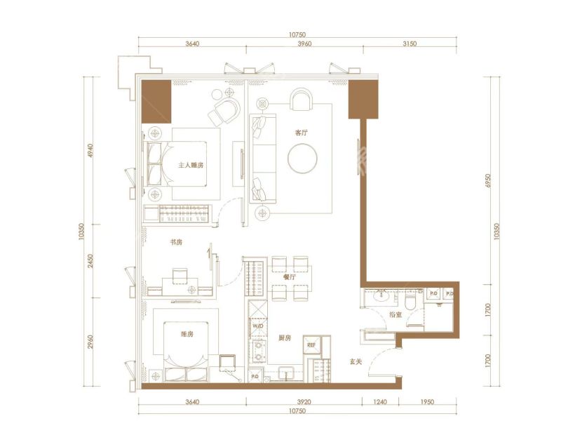 3室2廳 俊發(fā)逸天峰公寓戶型圖