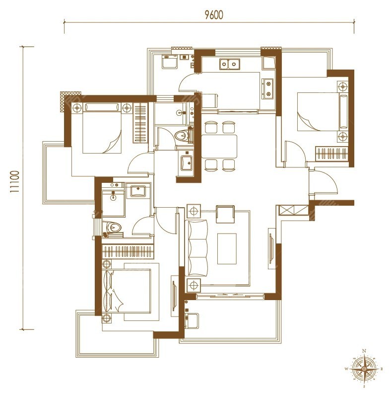 3室2廳 金地星月戶型圖