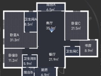 4室2廳3陽(yáng)臺(tái) 廣福城雅福園戶(hù)型圖