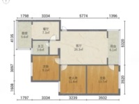 3室2廳1陽臺(tái) 銀海花園南區(qū)戶型圖