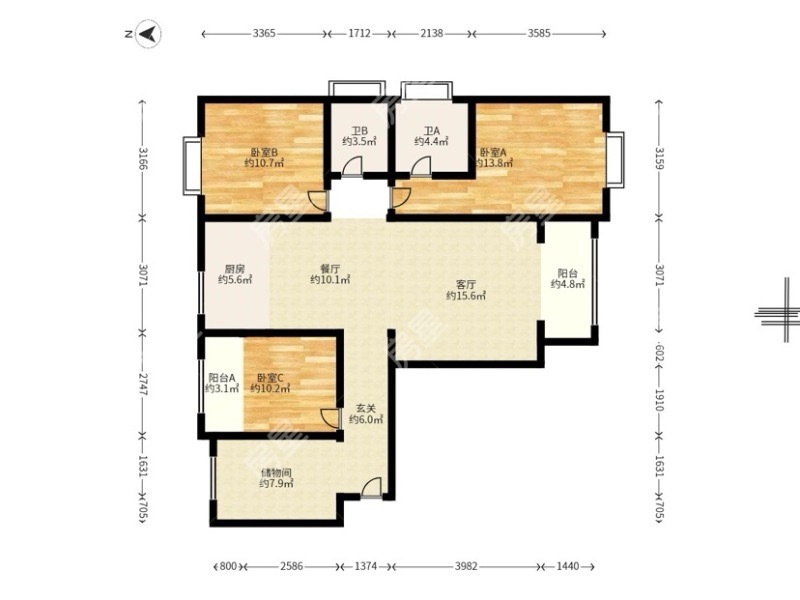 4室2廳2陽臺(tái) 都鐸城邦3號(hào)院戶型圖