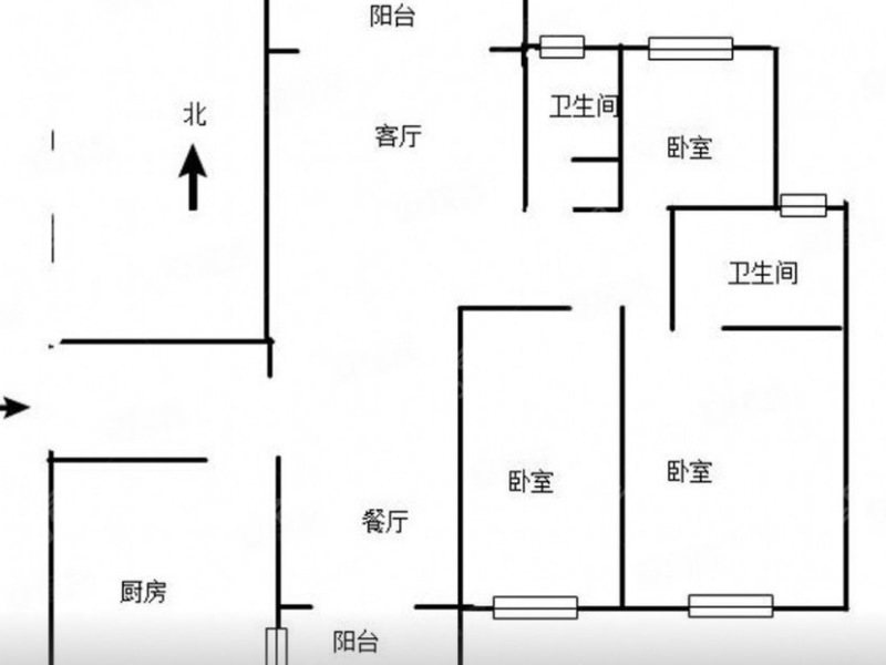 3室2厅1阳台 郦岛嘉园户型图