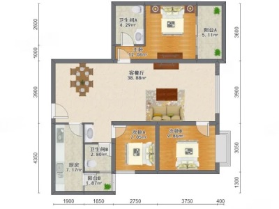 3室2廳2陽臺 碧桂園星薈