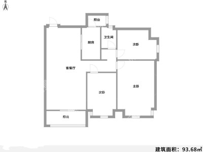 3室2廳2陽臺 西南海天璽苑戶型圖