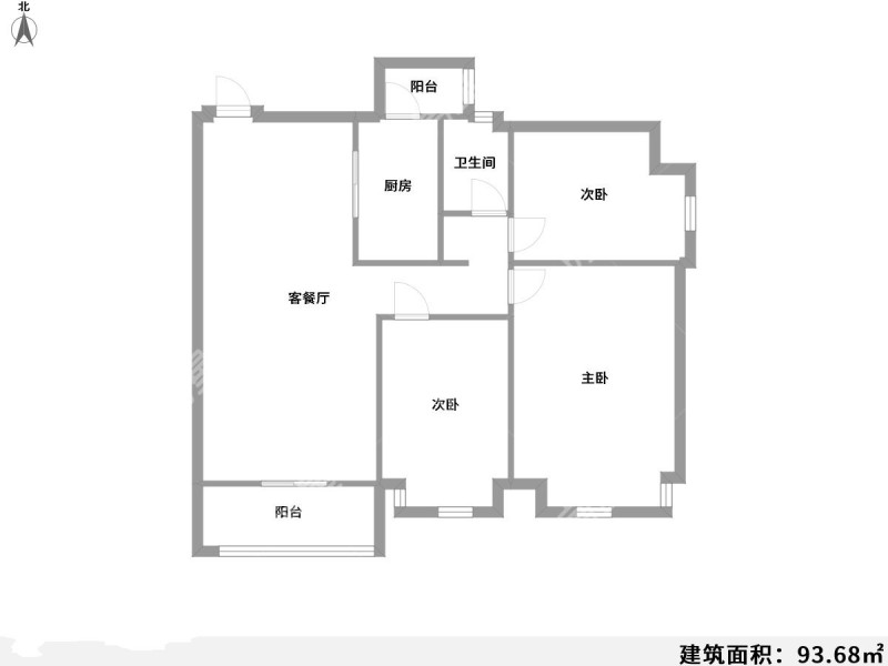 3室2廳2陽臺 西南海天璽苑戶型圖