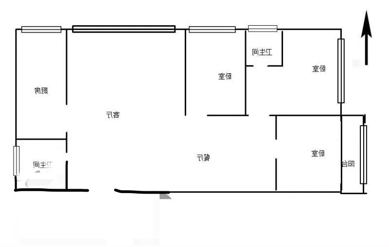3室2厅1阳台 人民路壹号广场(壹号欢乐城)户型图