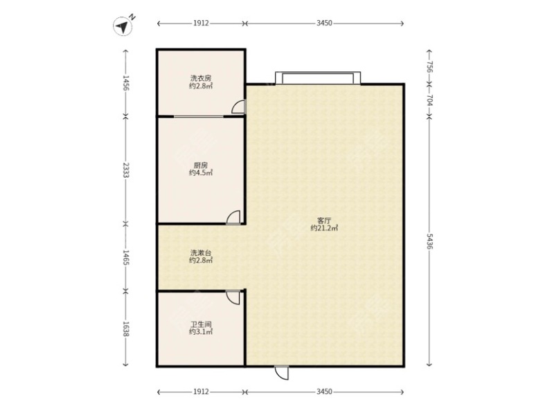 1室1廳1陽(yáng)臺(tái) 江東花城公寓戶型圖