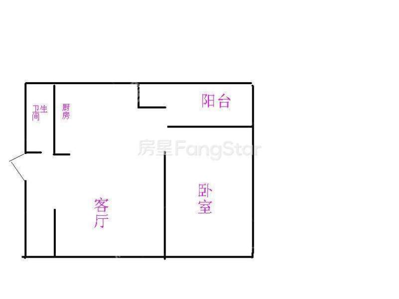 1室1厅1阳台 玫瑰湾小区公寓户型图