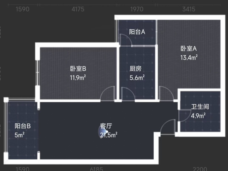 2室2厅1阳台 广福城乐福园户型图