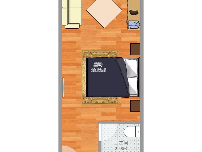 1室1厅1阳台 海伦中心公寓户型图