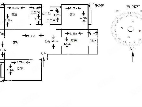 3室2厅1阳台 昙景花园户型图
