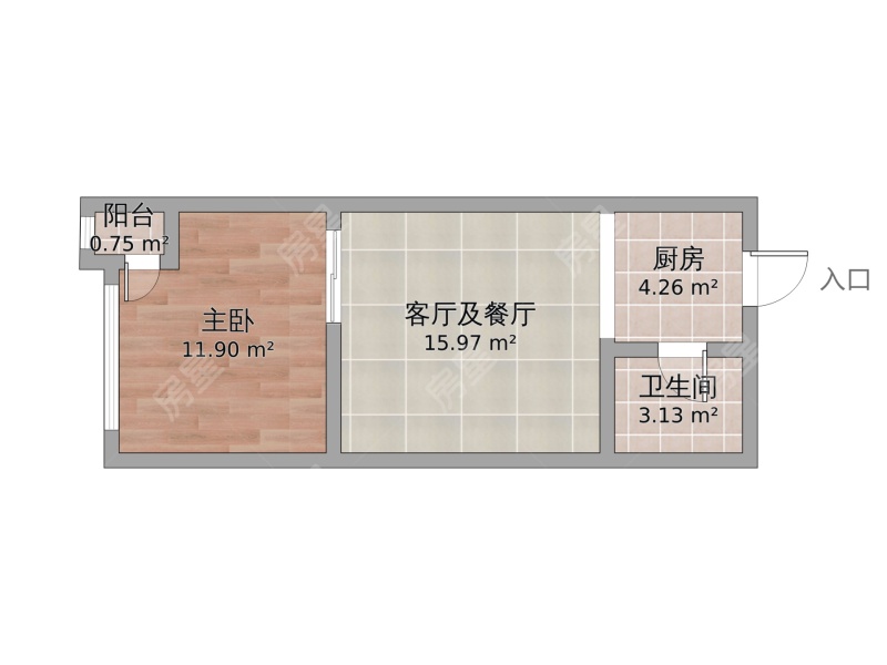 1室1廳1陽(yáng)臺(tái) 云嶺天驕戶型圖