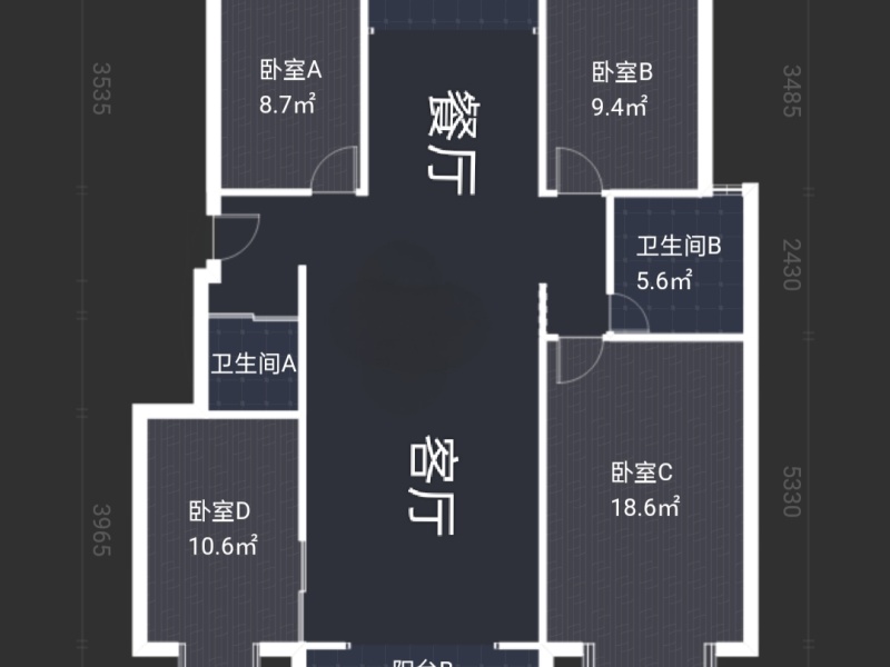 4室2厅2阳台 广福小区一期东区户型图