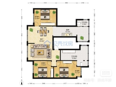 3室2廳2陽(yáng)臺(tái) 華山西路122號(hào)