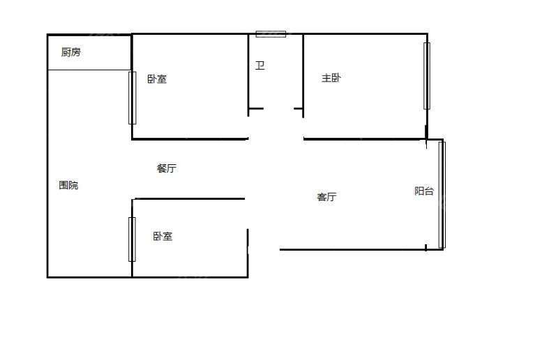 3室2厅1阳台 刘家营新区户型图