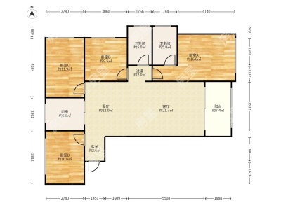 4室2廳2陽(yáng)臺(tái) 俊發(fā)城郁金苑