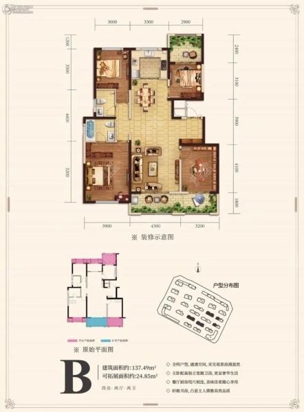 4室2廳2陽臺 融創(chuàng)春風(fēng)十里A8&amp;A13地塊戶型圖