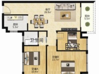 3室2廳1陽臺 大華公園天下東湖苑戶型圖
