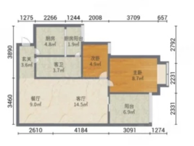 2室2廳1陽臺(tái) 假日城市