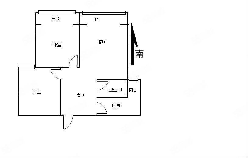 2室2厅1阳台 裕沣园户型图