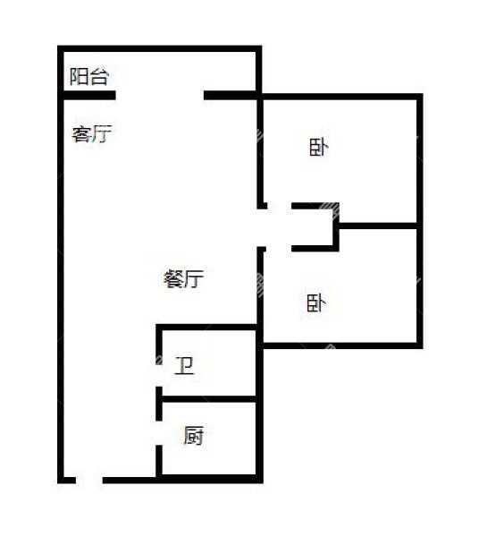 2室1厅1阳台 华夏四季A1地块（回迁房）户型图