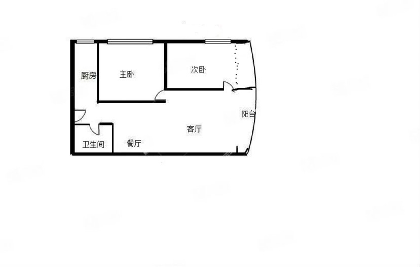 2室2厅1阳台 爱尚公寓（金叶缇香爱尚）公寓户型图