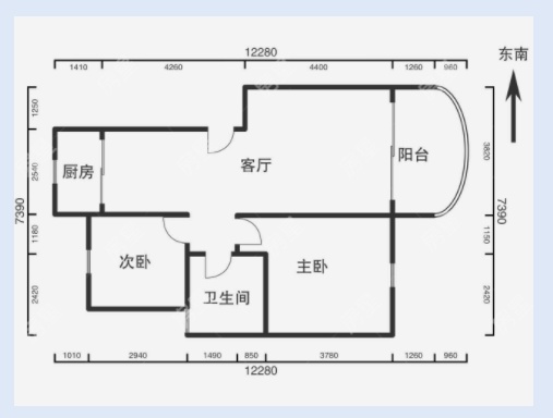 2室2厅2阳台 江东花城户型图