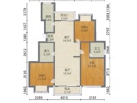 3室2廳2陽臺 中建龍熙壹號A區(qū)戶型圖