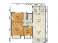 3室2廳1陽(yáng)臺(tái) 大華公園天下東湖苑戶型圖