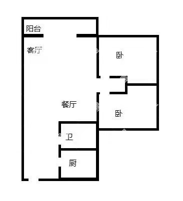 2室2厅1阳台 华夏四季A1地块（回迁房）户型图