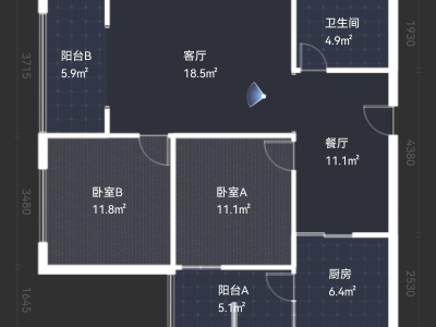 2室2廳 未名城A8戶型圖