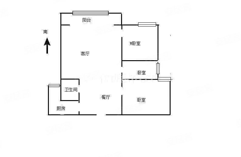 3室2厅1阳台 中天花园户型图