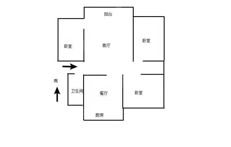 3室2厅1阳台 石油生活区户型图