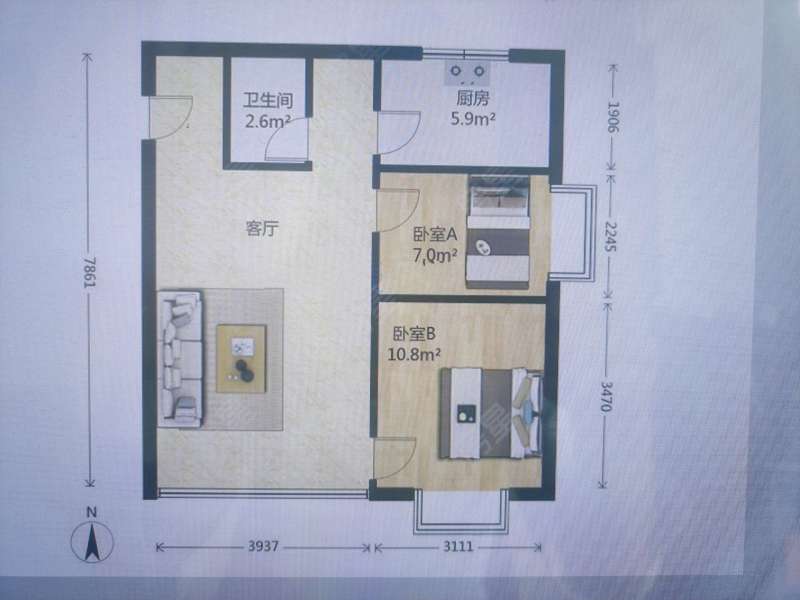 3室2厅1阳台 活力空间户型图