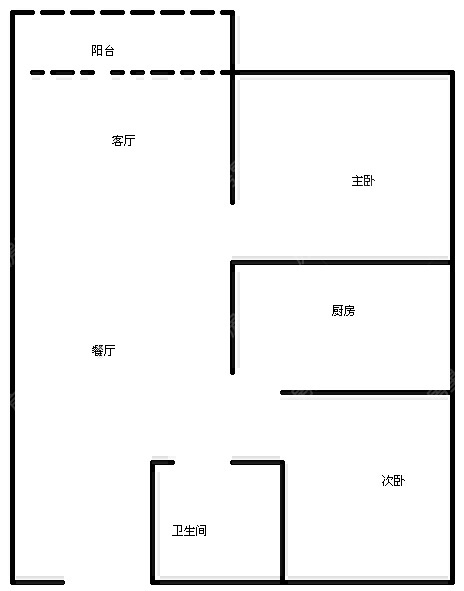 2室2厅1阳台 广福城怡福园户型图