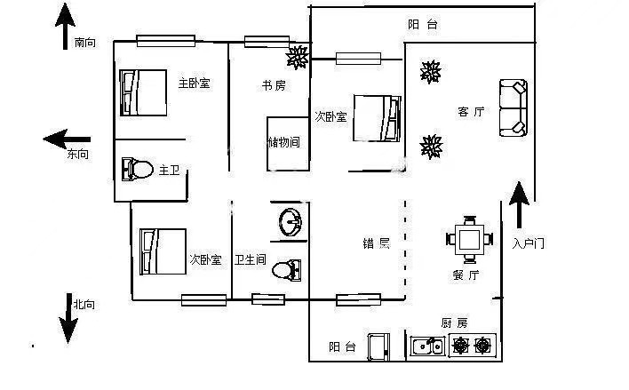 4室2厅2阳台 白龙潭俊园淏园户型图