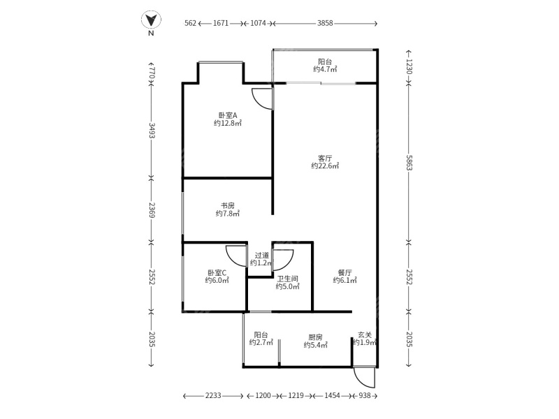 3室2廳2陽臺 遠洋風景戶型圖