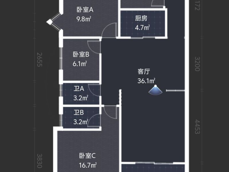 3室2厅1阳台 新亚洲星宇园户型图