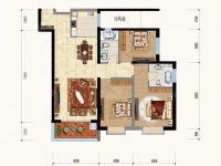 3室2廳1陽(yáng)臺(tái) 金科陽(yáng)光里戶型圖