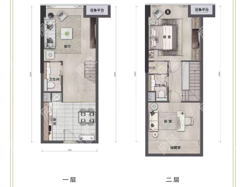 2室1厅 新城吾悦广场2号地块公寓户型图