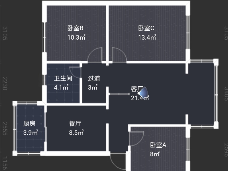 3室2厅 怡康温泉新村A区户型图