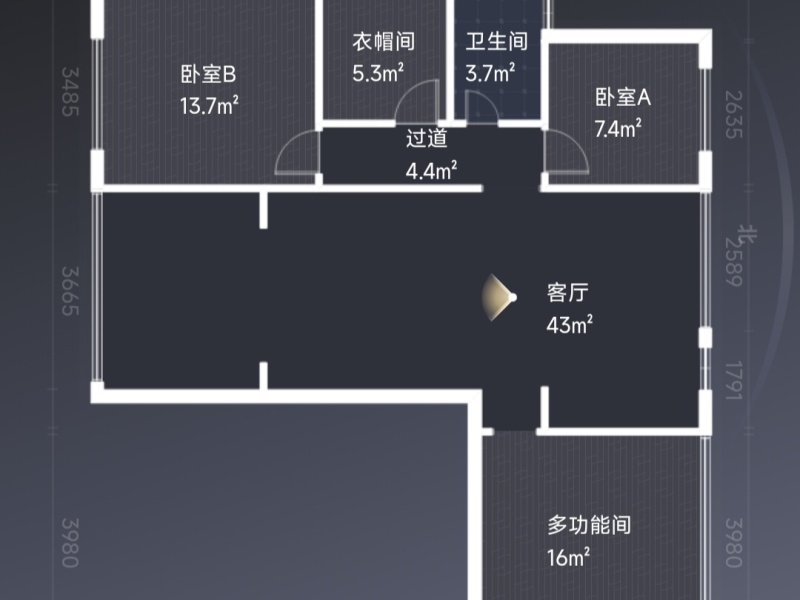 3室2廳1陽臺(tái) 滇池衛(wèi)城鉑睿戶型圖