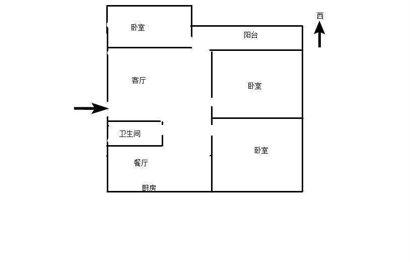 3室2厅1阳台 大树营市政府第二办公小区户型图