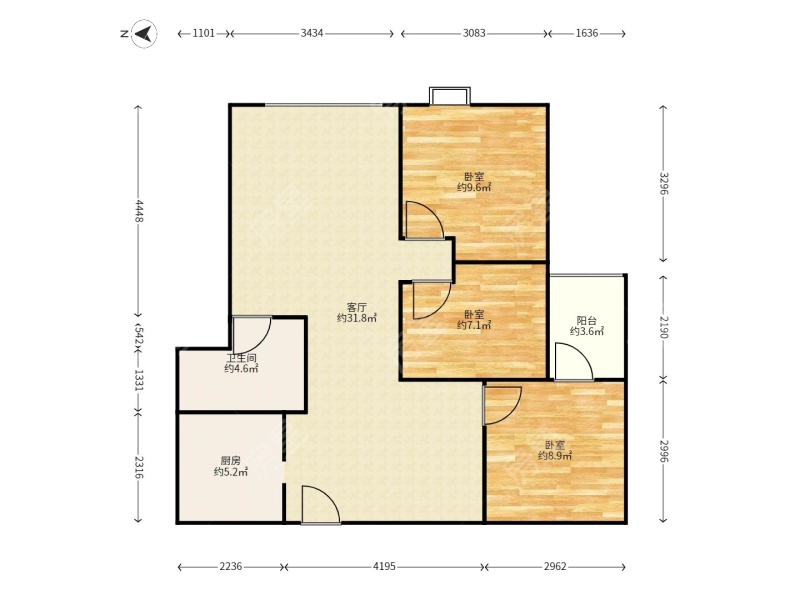 3室2廳 匯都國(guó)際一期戶型圖