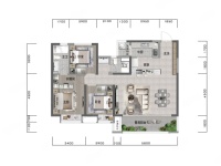 4室2廳2陽臺 萬達中央公園一期戶型圖
